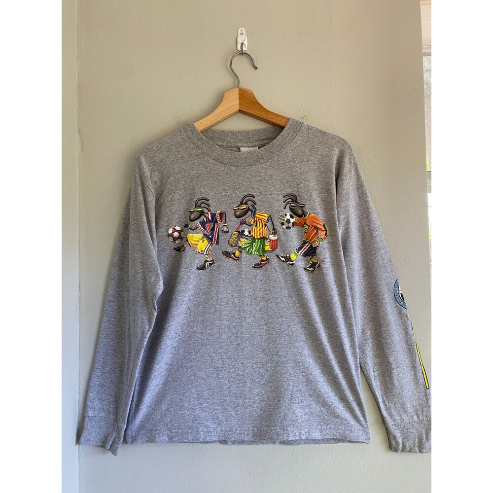 Vintage Y2K Kokopelli Backcountry Joe Graphic Gray Soccer World Cup Kids L